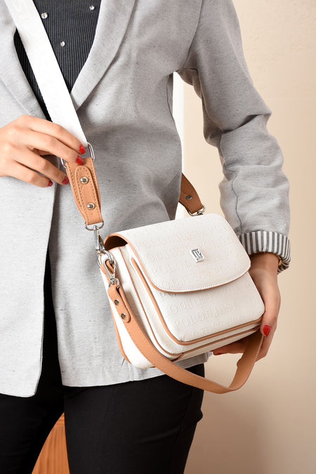 Just Polo Women's Flap Shoulder Bag JPM4041 White - MALLTURK