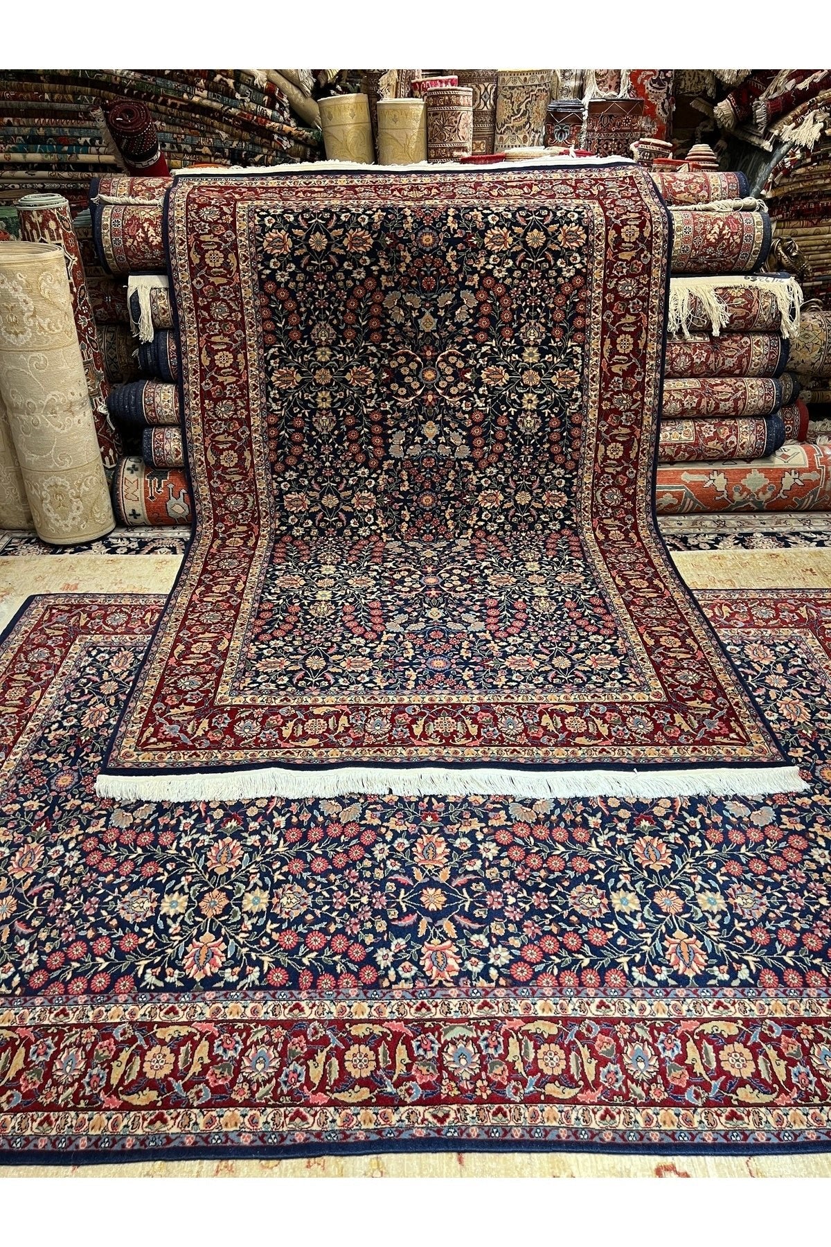 RD RAMAZAN DAG Hand Rug Art Hand-Woven Sumerbank Hereke Rug Signed Seven Mountains Flower Design Two Pieces Available 2.35x1.50 - MALLTURK