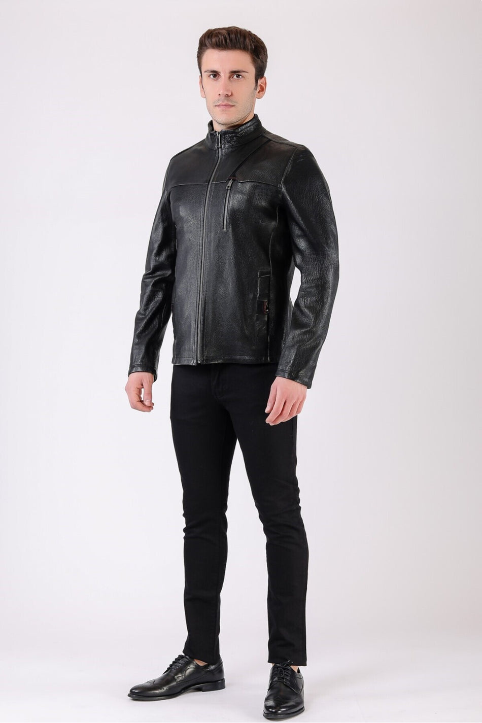 Leather Club zwarte jumbo-leren jas