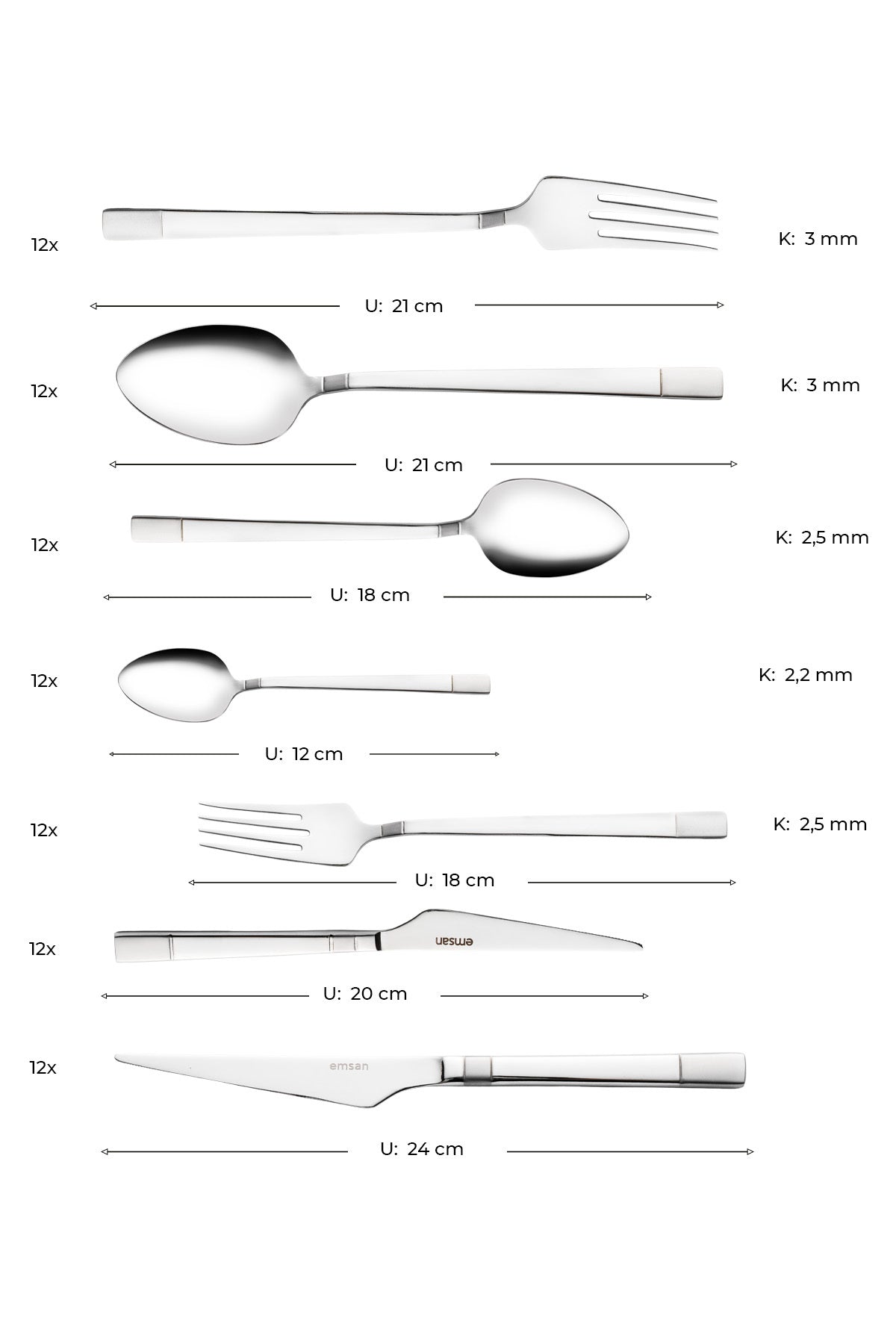 Emsan duru 84 Piece 12 Place Setting luks Boxed Flatware Set - MALLTURK