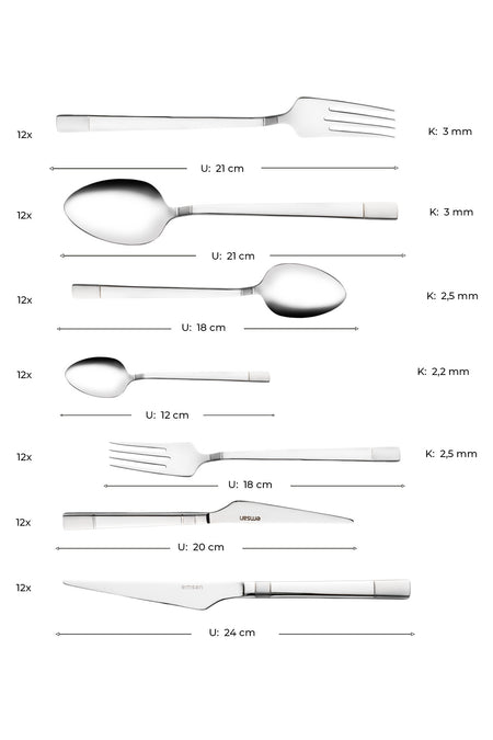 Emsan duru 84 Piece 12 Place Setting luks Boxed Flatware Set - MALLTURK