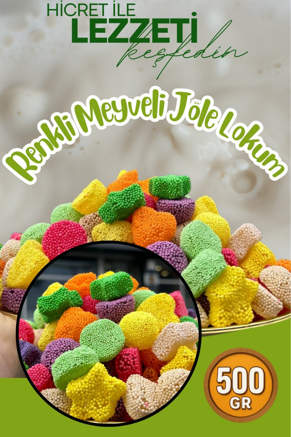 Hicret kuruyemis Colorful Fruit Flavored Jelly Turkish Delight 500 g - MALLTURK