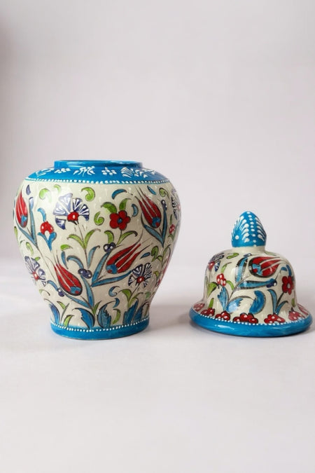 STORESZA Handmade 30cm Special Design Sable Craftsmanship Light Blue Shah Cube Ceramic Vase - MALLTURK