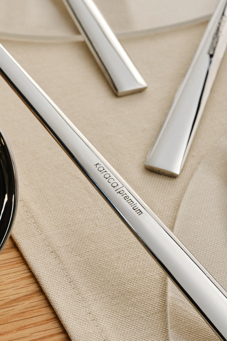 Karaca carmelo 91 Piece 12 Place Setting Flatware Set ve 7 Piece Serving Utensil Set - MALLTURK