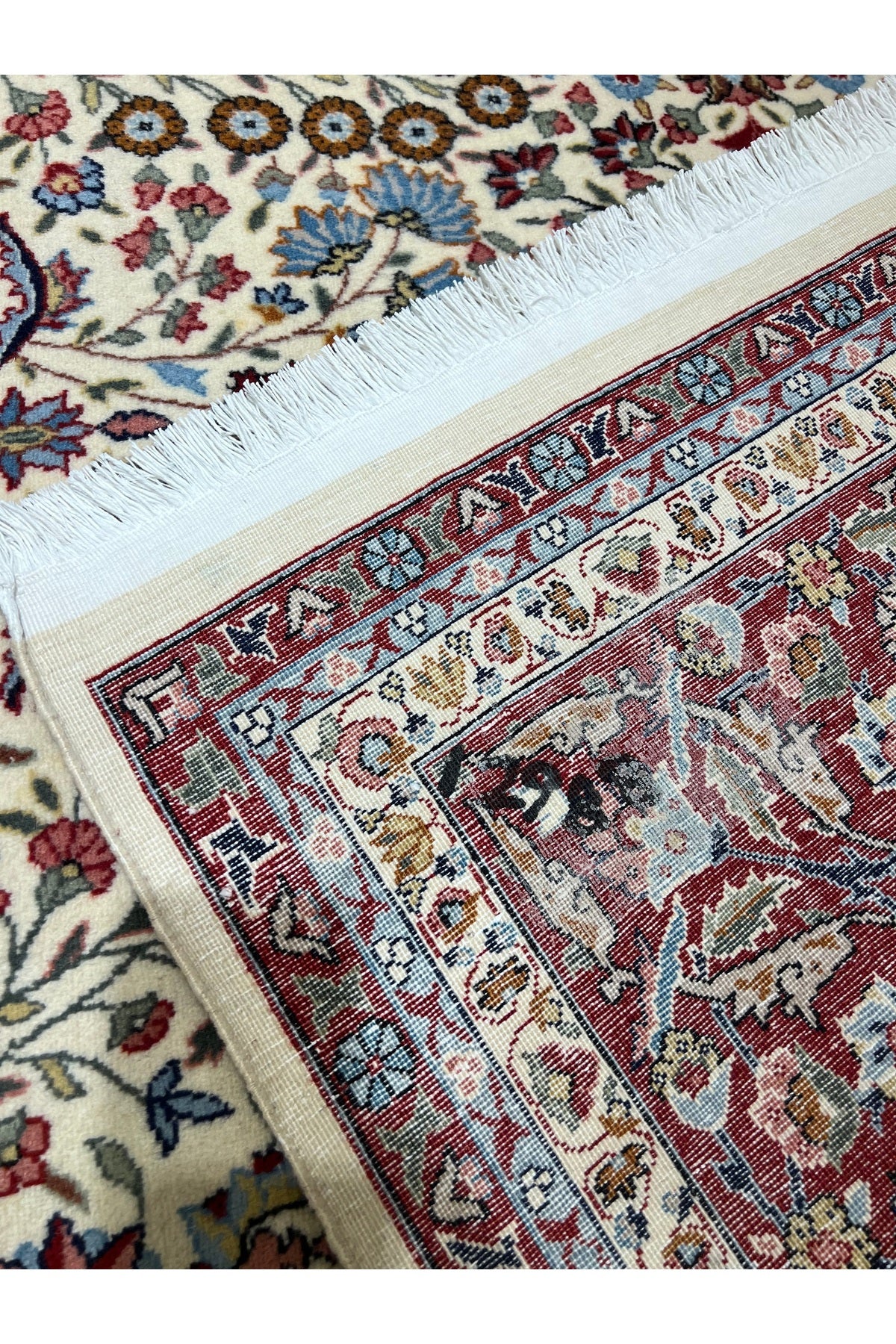 RD RAMAZAN DAG Hand Rug Art Hand-Woven Sumerbank Hereke Rug Signed Seven Mountains Flower Size 278x200 - MALLTURK