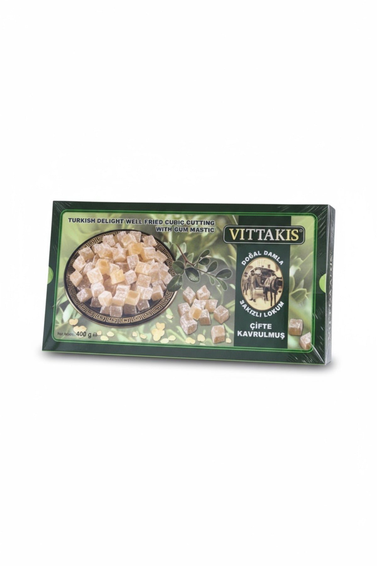 VITTAKIS dogal Mastic Flavored Double Roasted Turkish Delight 400 g - MALLTURK