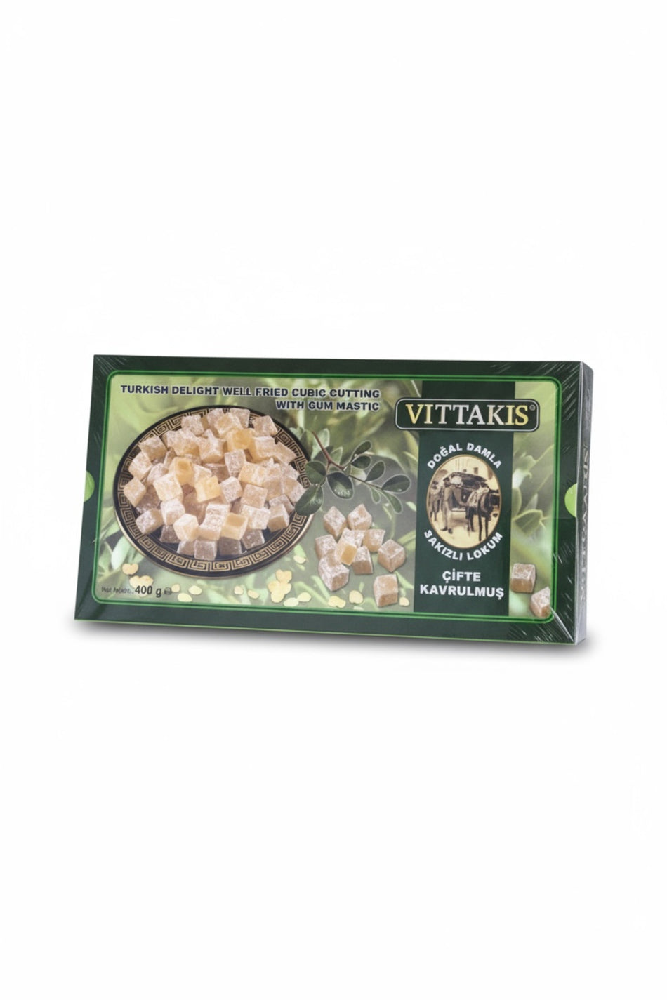VITTAKIS dogal Mastic Flavored Double Roasted Turkish Delight 400 g - MALLTURK