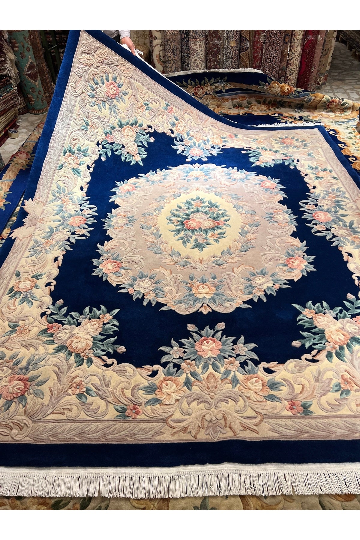 RD RAMAZAN DAG Hand Rug Art Hand-Woven Embossed Chinese Rug Premium Quality Navy Color Exceptional bir Urun Size 300x240 - MALLTURK