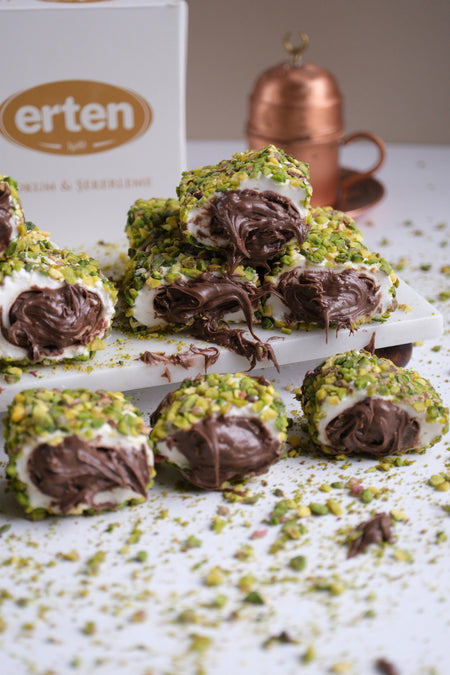 Erten sekerleme pirinc Pistachio Chocolate Turkish Delight 500 g - MALLTURK