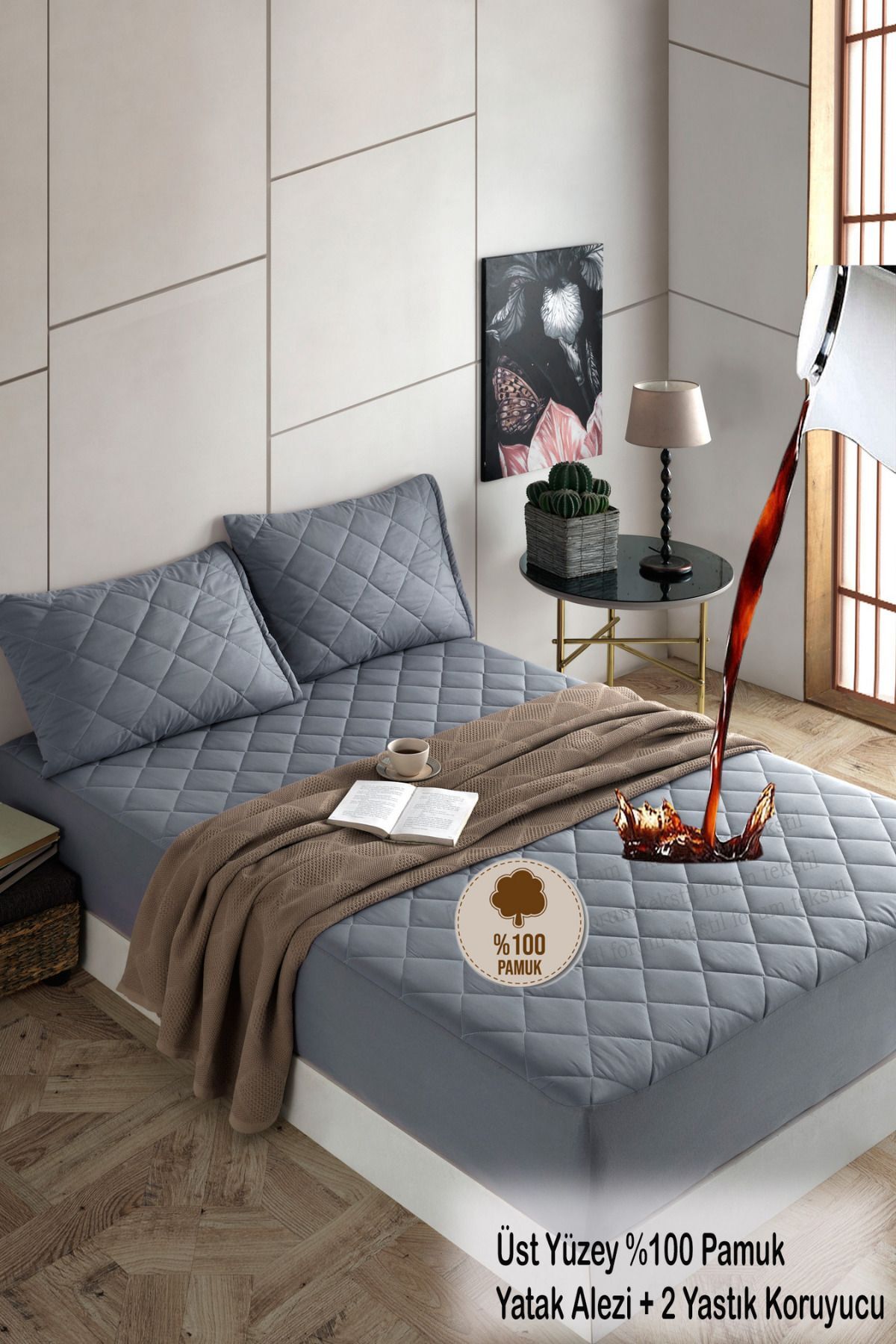Formeya Pamukkale Waterproof Cotton Quilted Pillow Protector - MALLTURK