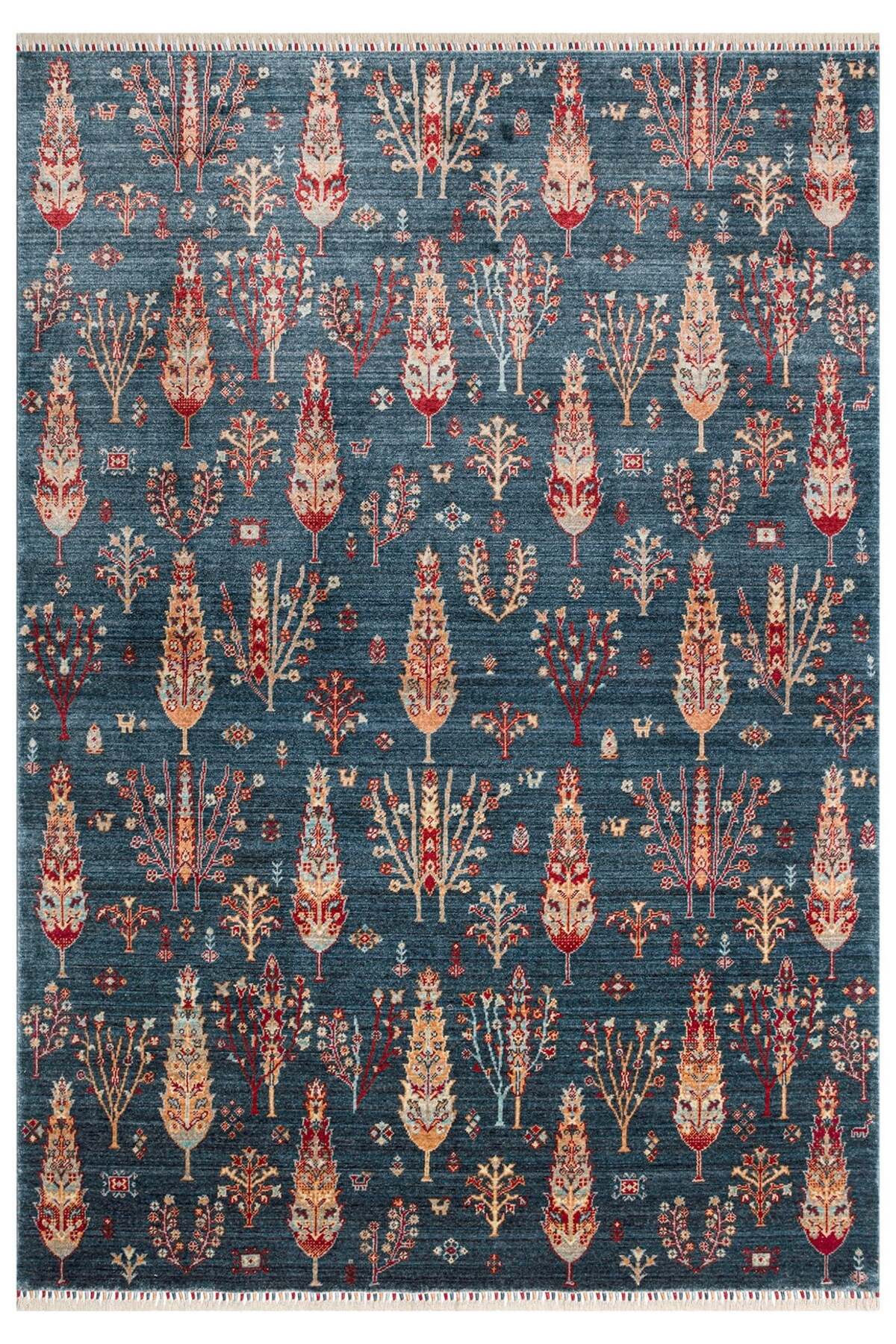 Eko Hali ZARA ZR 08 NAVY TURQUOiSE Authentic Patterned Modern Usak Carpet, Handcrafted on Special Looms - MALLTURK