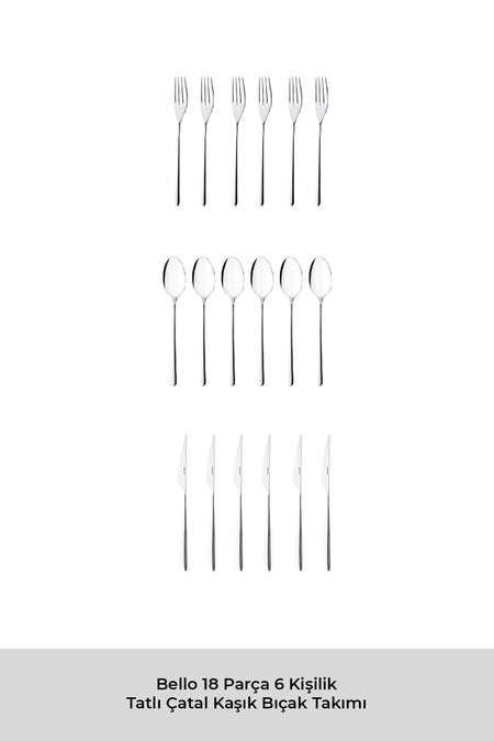 Emsan bello 18 Piece 6 Place Setting tatli Flatware Set - MALLTURK