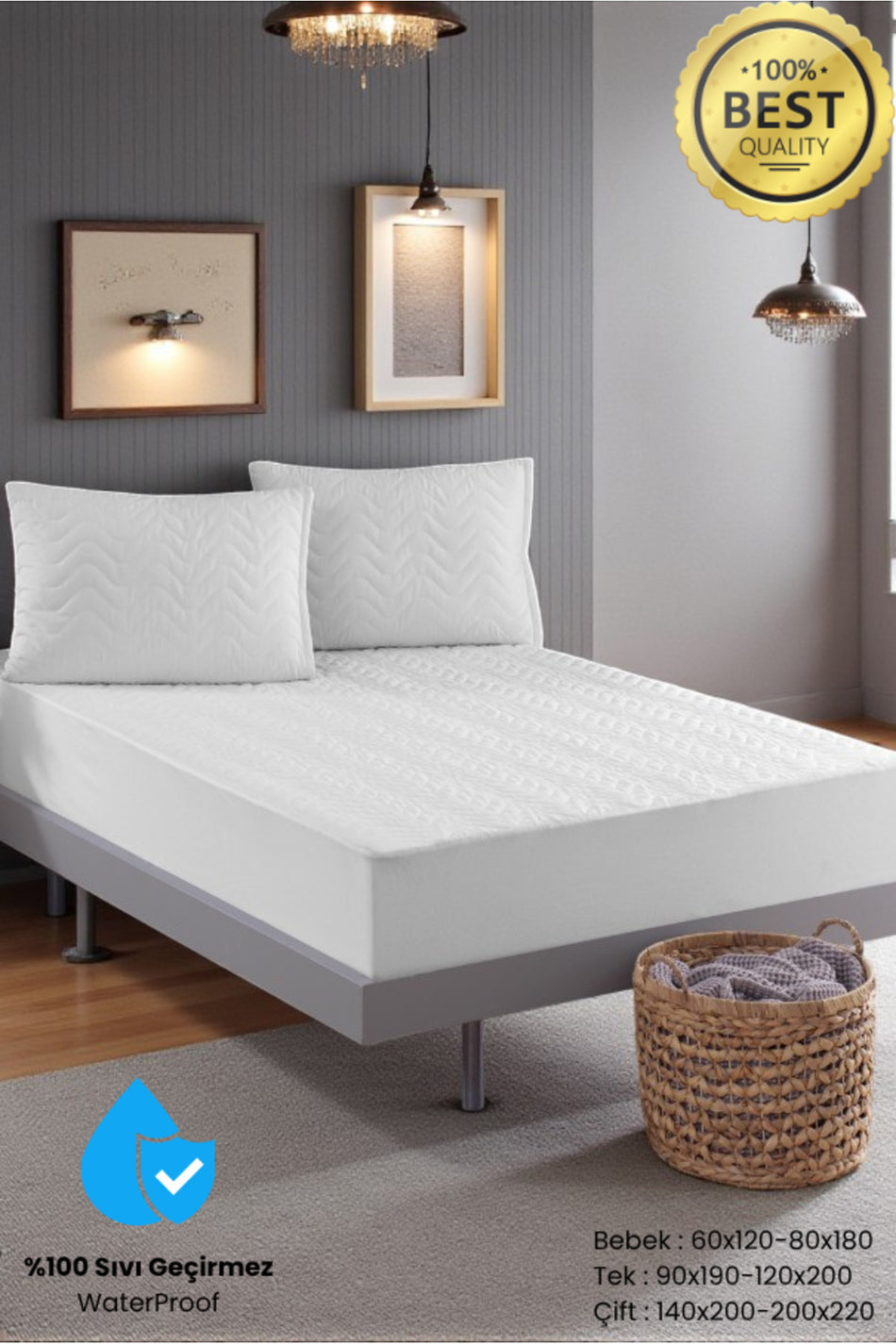 VESSINOHOME Waterproof Microfiber Quilted Fitted Mattress Pad - MALLTURK
