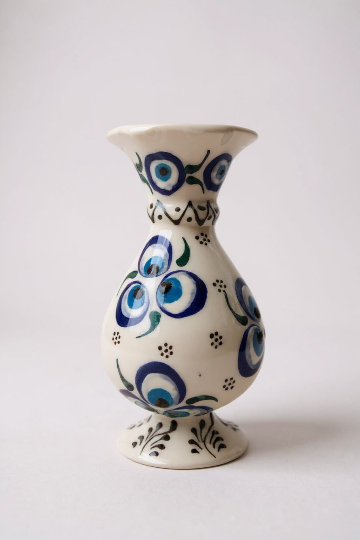 STORESZA Handmade Evil Eye Charm Craftsmanship 15cm White Hyacinth Ceramic Vase - MALLTURK
