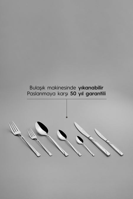 Nehir fiesta Plain 12 Place Setting 84 Piece deri Boxed Flatware Set - MALLTURK