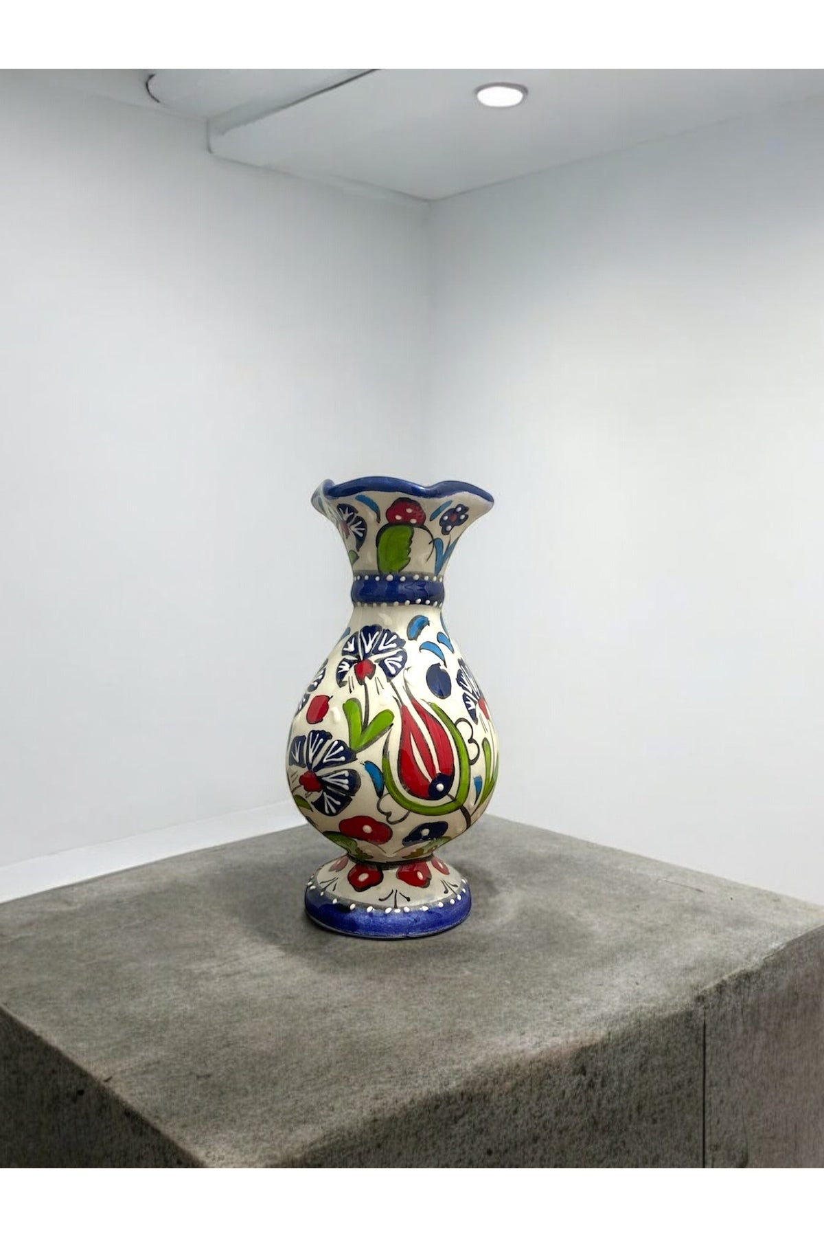 Oguz Cini Handmade Kutahya Tile Hyacinth Vase - 15 cm (Special Design) - MALLTURK