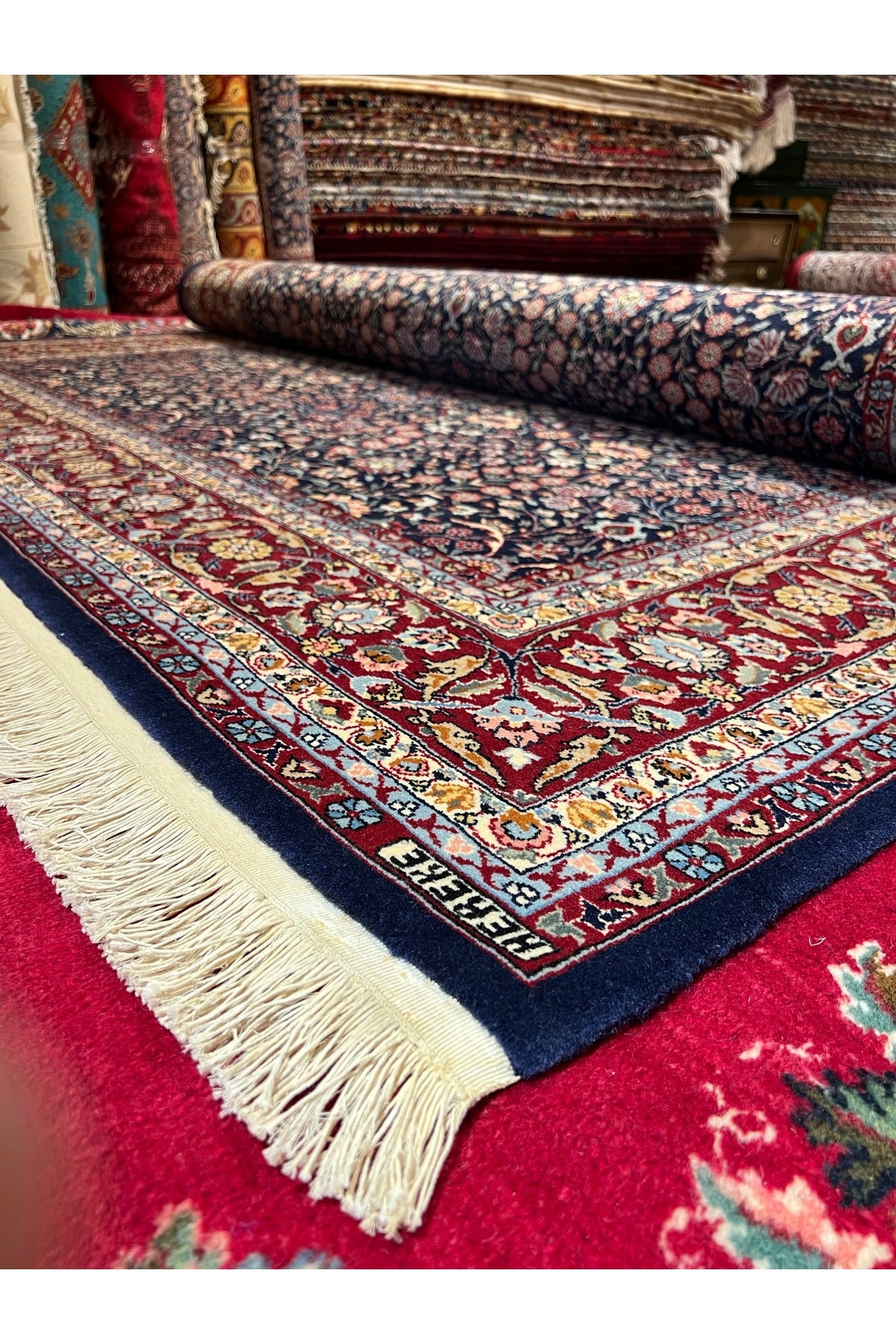 RD RAMAZAN DAG Hand Rug Art Hand-Woven Hereke Rug Signed Seven Mountains Flower Magnificent Bir Eser Size 292x200 - MALLTURK