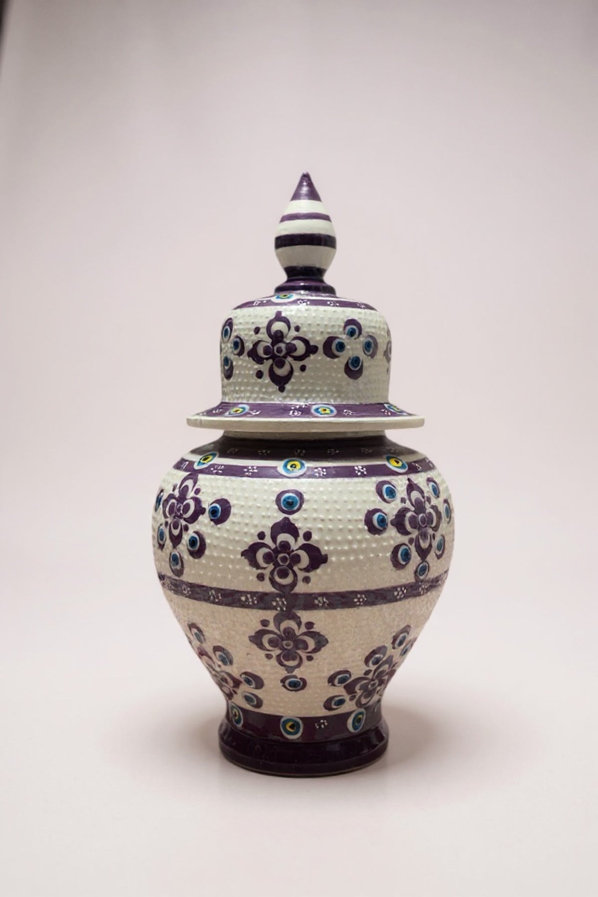 STORESZA Handmade Wheelwork 25cm Purple and White Cube Ceramic Vase - MALLTURK