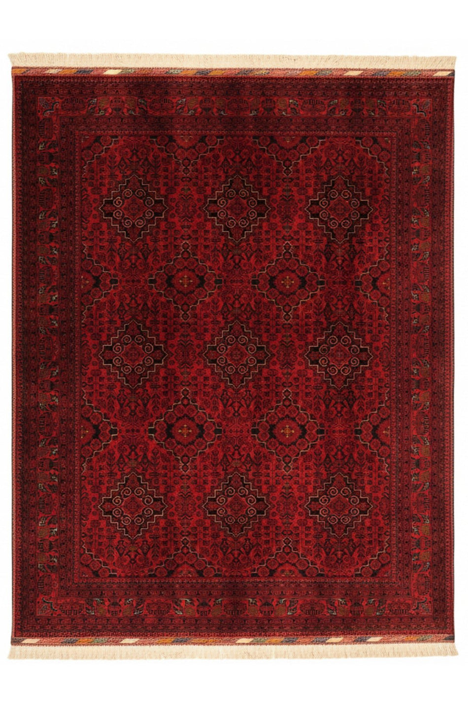 Vog Hali Handwoven Medallion Model Burgundy Afghan Bilicik Carpet 100% Wool Natural Dye Authentic Living Room Carpet - MALLTURK