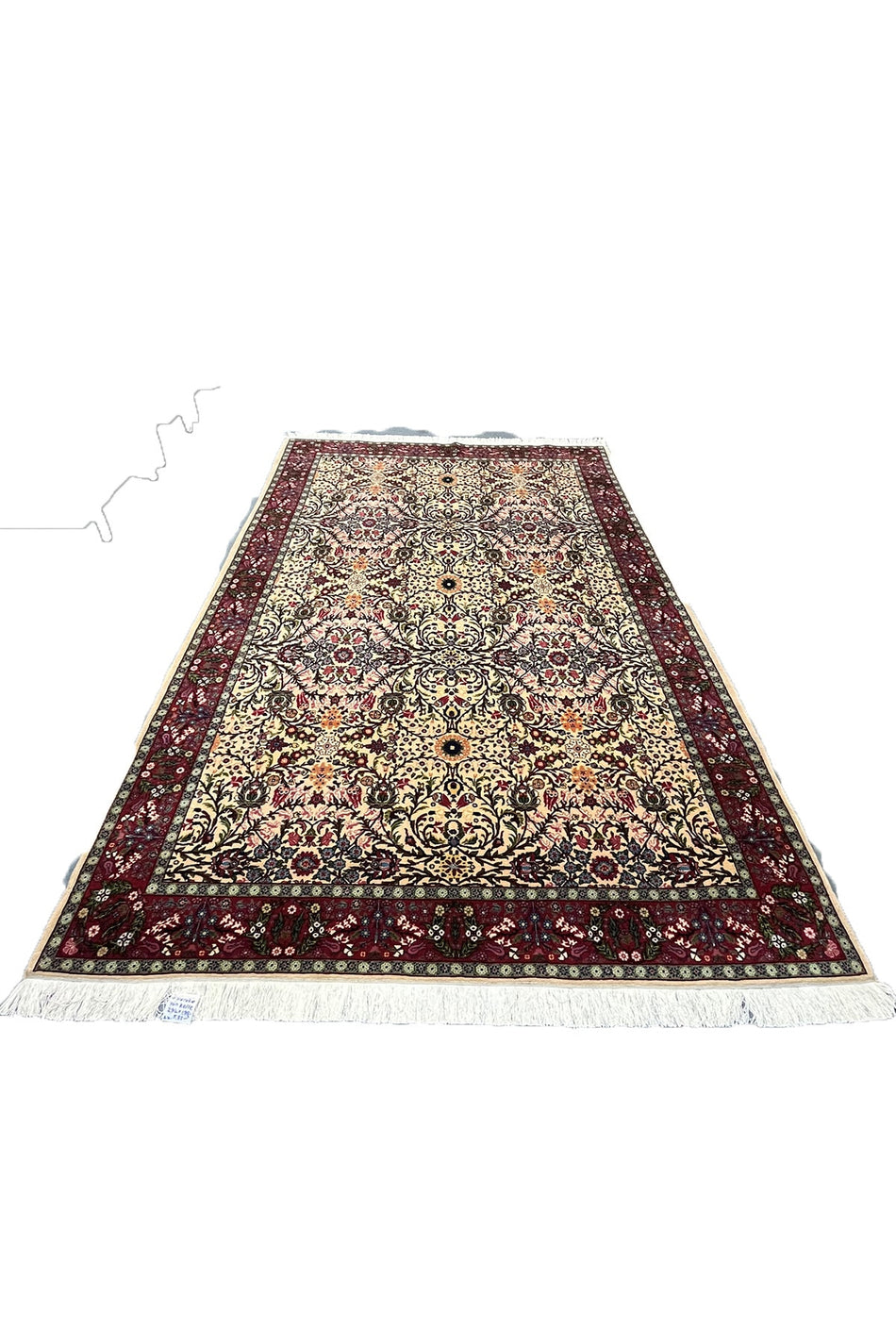 FT Carpetry Cream Hereke Handwoven Seven Mountains Flower Hereke Handwoven Carpet - MALLTURK