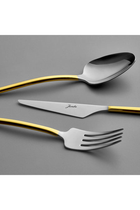Jumbo 5100 quartz altin 12 Place Setting 84 Piece Flatware Set - MALLTURK