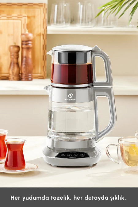 Karaca Tea, Baby Food Water and Kettle 3-in-1 Family Size Talking Glass Tea Maker 1700w - MALLTURK