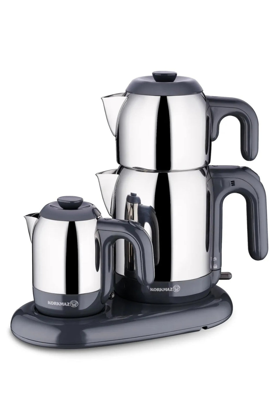 KORKMAZ A353 Mia Tea and Coffee Maker - Stainless Steel/Smoked Gray / 1600 Watt / 1.7 Lt - MALLTURK