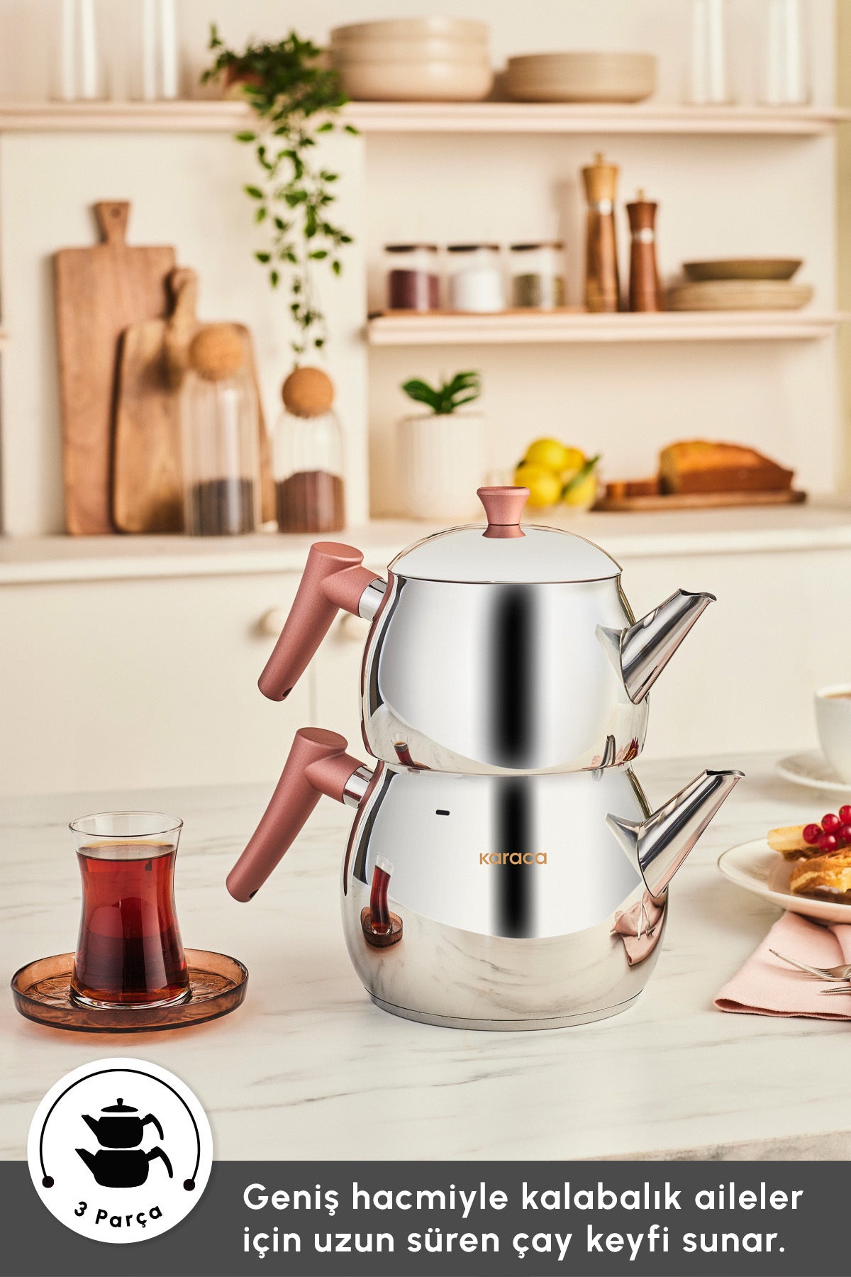Karaca Frezya Maxi Teapot Set Rose - MALLTURK