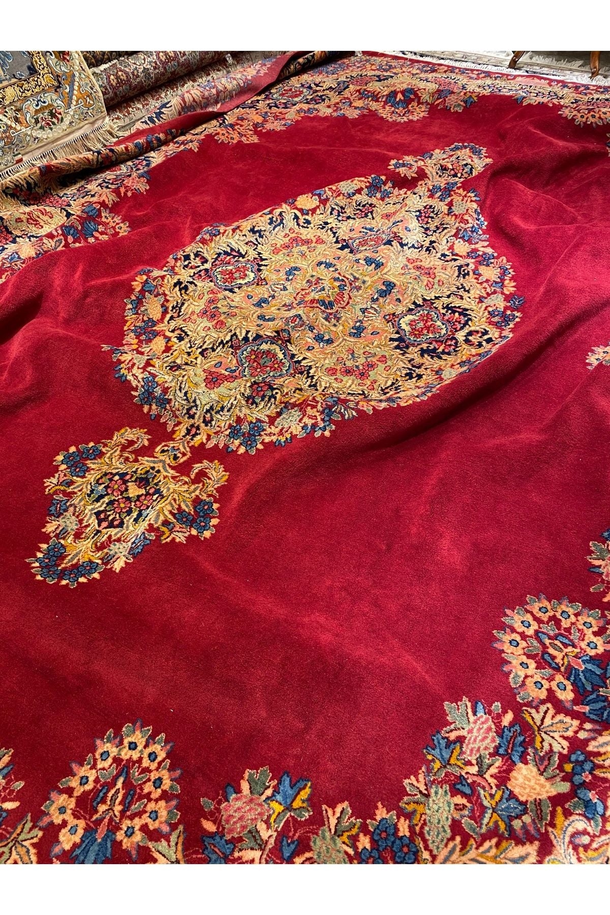 RD RAMAZAN DAG Hand Rug Art Hand-Woven Iranian Kirman Laver Rug Signed Size 450x350. - MALLTURK