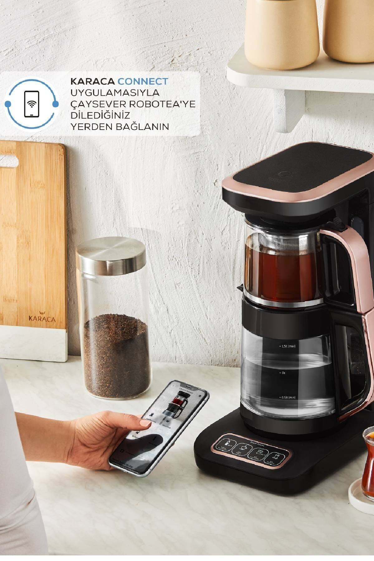 Karaca Tea Lover Robotea Pro Connect 4 in 1 Talking Glass Tea Maker Rosegold - MALLTURK