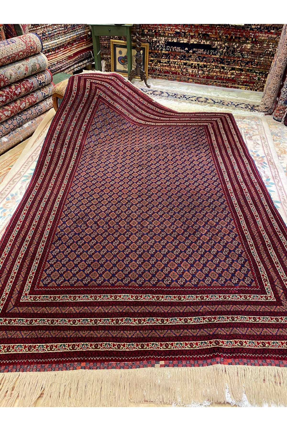 RD RAMAZAN DAG Hand Rug Art Hand-Woven Afgan Hoca Roshnai Rug Premium Quality Cotton Base Wool Weave Olup Natural Dye 3x2 - MALLTURK