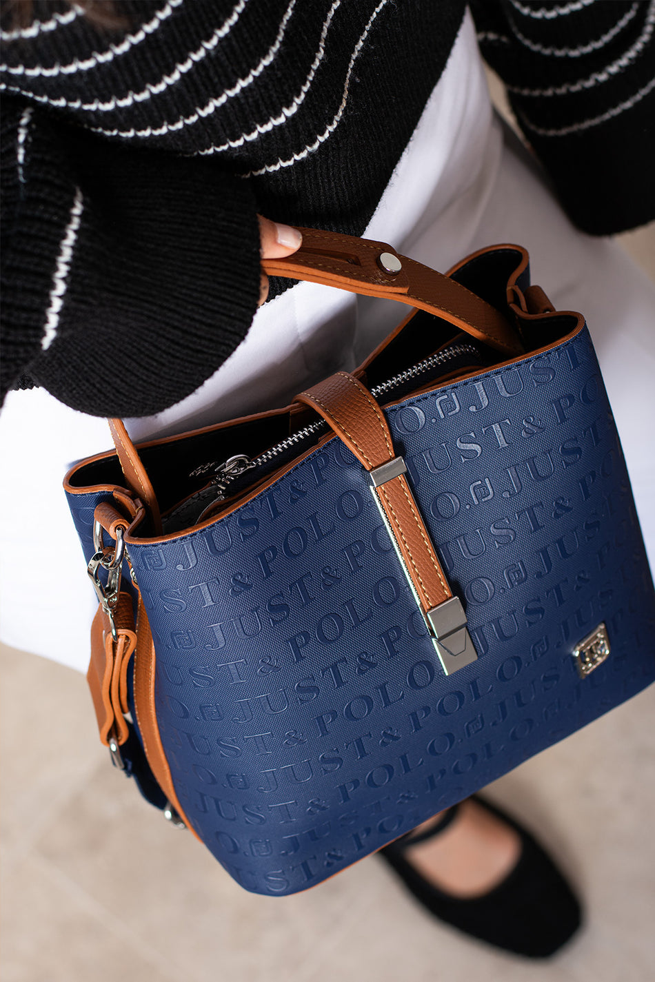 Just Polo Women's Hand and Shoulder Bag SIZE: 20X23 CM Navy Blue - MALLTURK