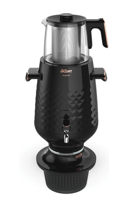 Arzum AR3083 Ehlikeyf Electric Samovar Tea Maker 3.5L 2200W Glass Teapot Automatic Keep Warm Function - Black - MALLTURK