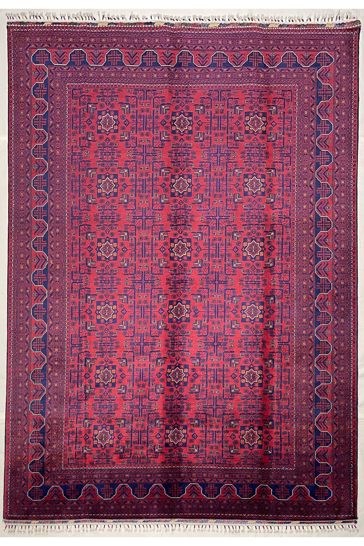 Afghan Rug Hand-Woven 6METRE 100% Wool Natural Dye Handicraft ile Harika Yildiz Pattern