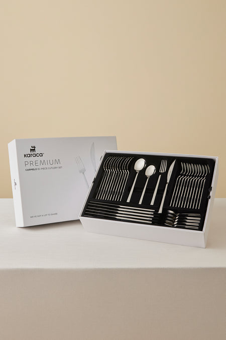 Karaca carmelo 91 Piece 12 Place Setting Flatware Set ve 7 Piece Serving Utensil Set - MALLTURK