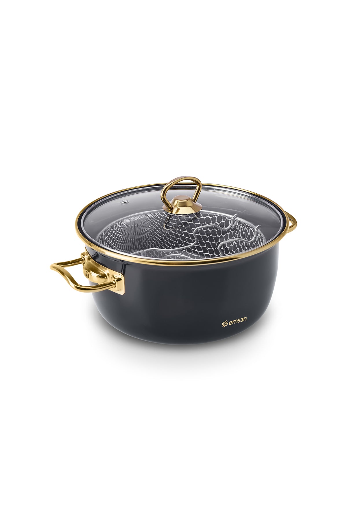 Emsan Nostalji Enamel Frying Pot Antrasit - MALLTURK