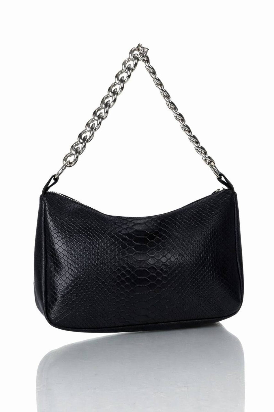 Fubileather Leather Women's Black Baguette Bag