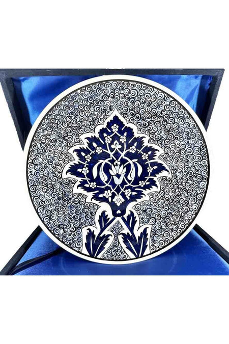 Cini Evi Blue White 25cm Iznik Plate - MALLTURK