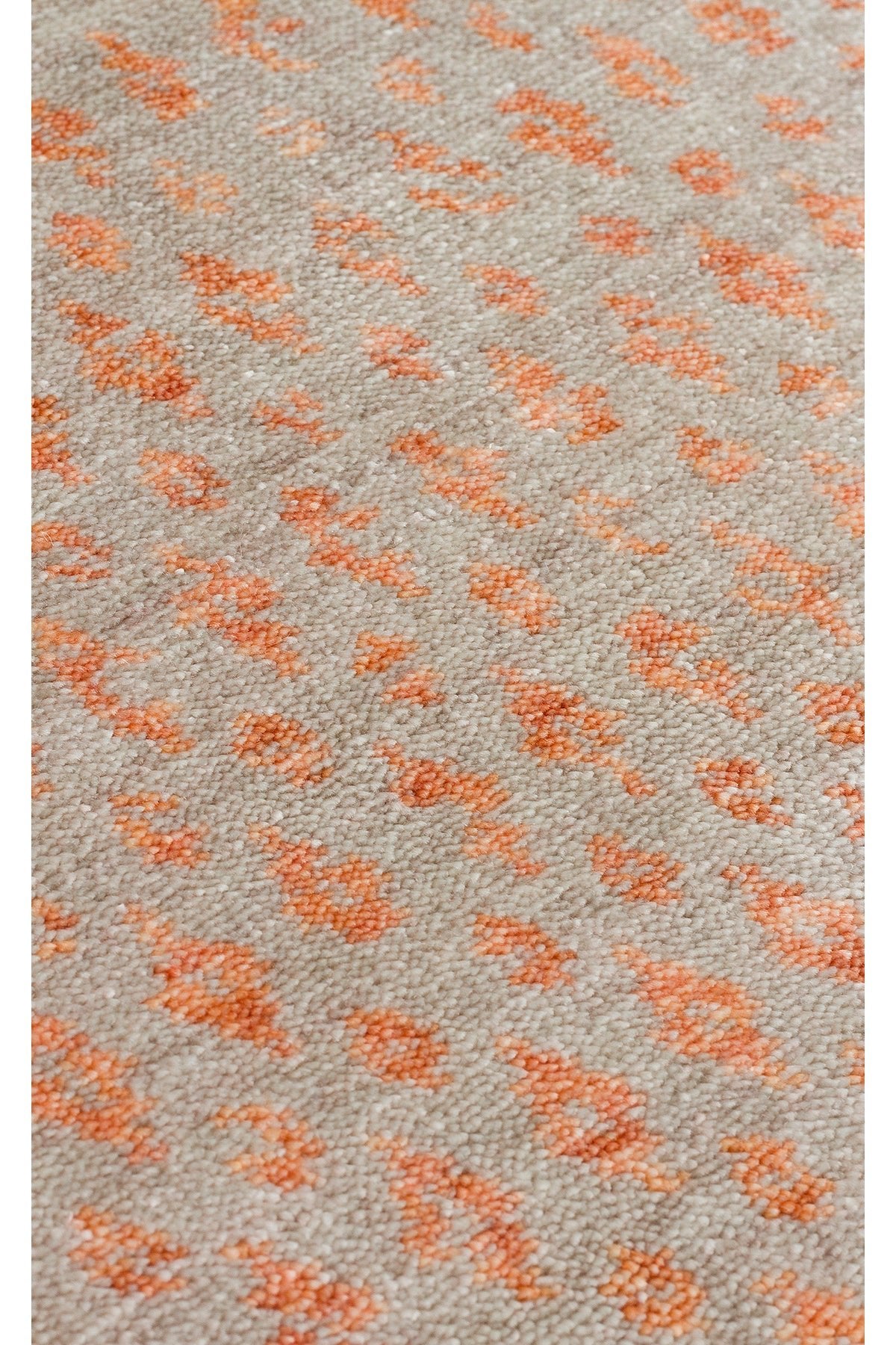 Vog Hali Efsun Handmade Beige Lyocell Special Loom Ethnic Usak Pattern Fringed Living Room Carpet - MALLTURK
