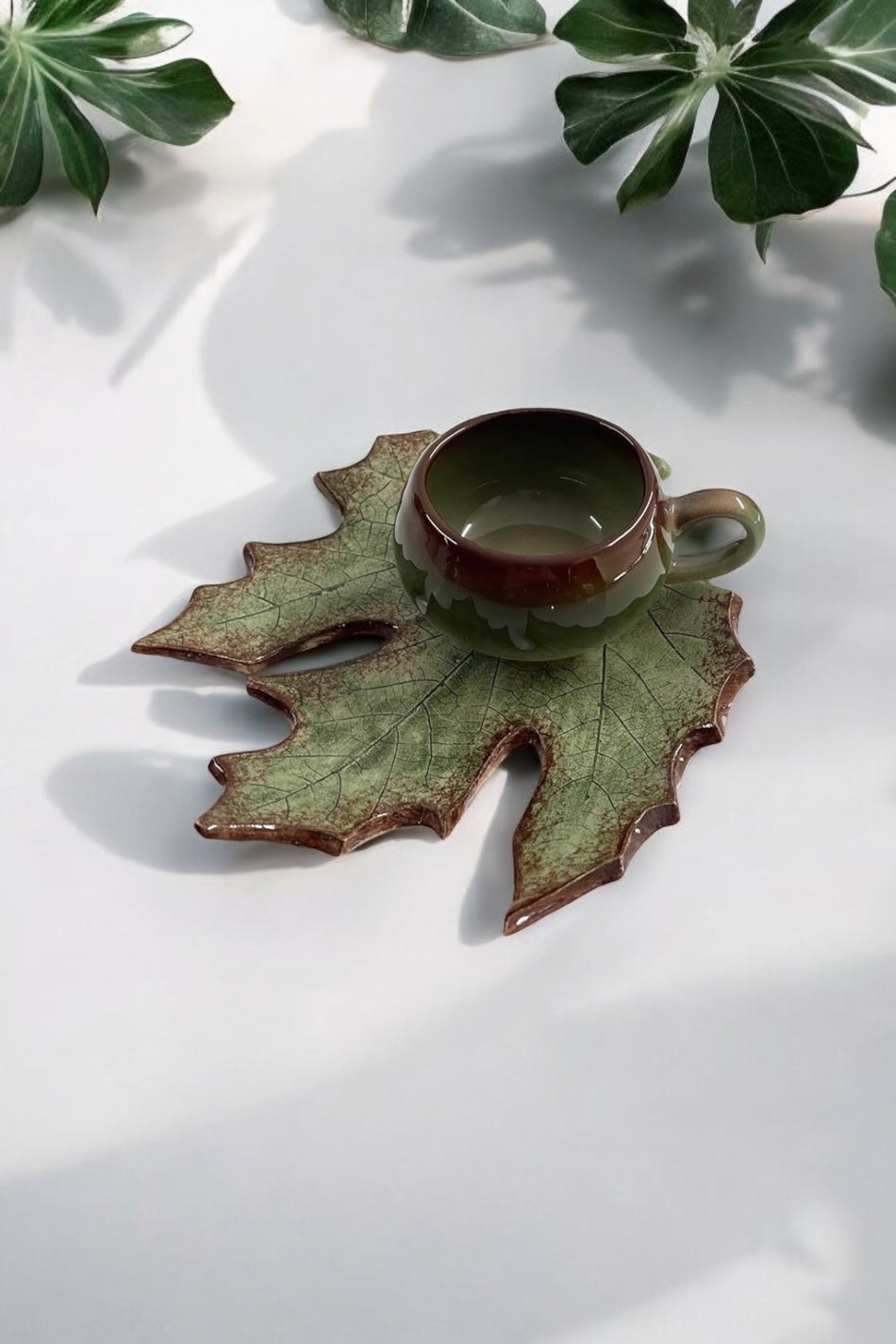 Eporselen Maple Leaf Single 2-Piece Coffee Cup Set Multicolored - MALLTURK