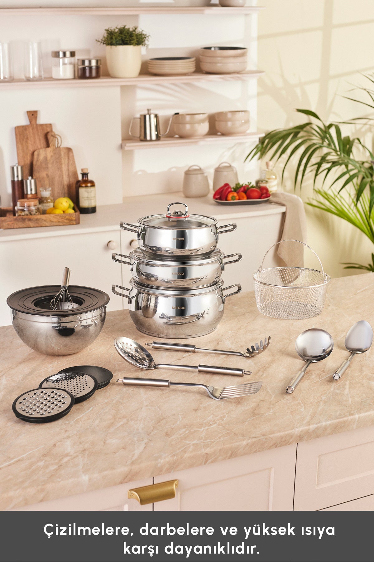 Karaca Karistir Pisir Sakla 18 Piece Karistirma Kabi ve Servis Gerecli Ceyiz Cookware Set - MALLTURK