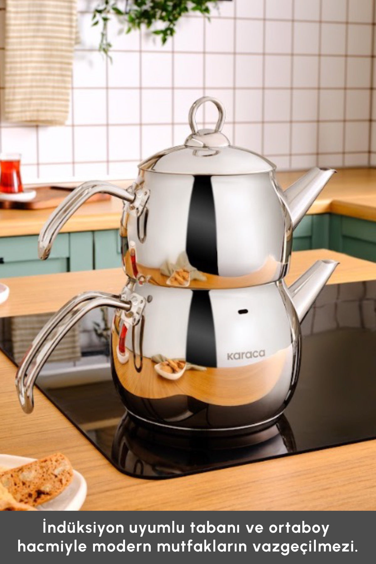 Karaca Belinay induction Base Midi Metal Teapot Set - MALLTURK