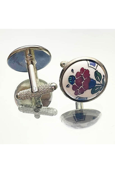 Cini Evi Rose Patterned Iznik Tile Cufflinks - MALLTURK