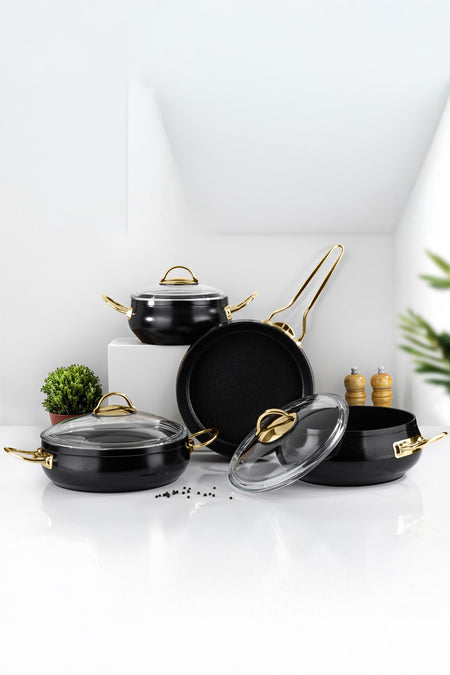 Lines L-5094 Yonca Guvec 7 Piece Kure Cookware Set Altin Kulp