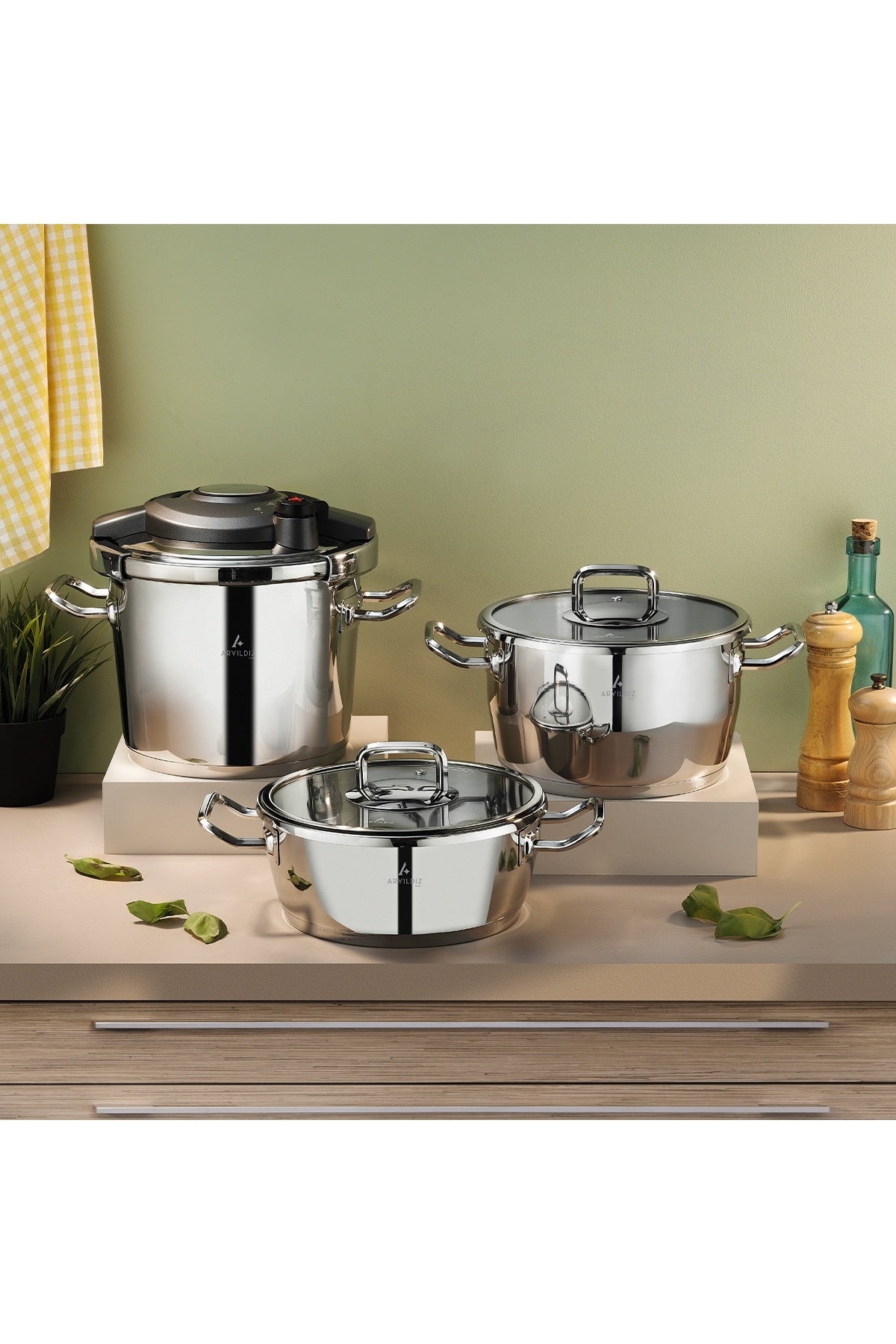 Aryildiz Touch Cool 3+4.5+6 Lt Kanka Pressure Cooker Set - MALLTURK