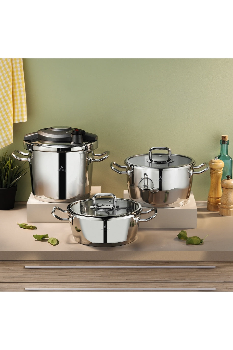Aryildiz Touch Cool 3+4.5+6 Lt Kanka Pressure Cooker Set - MALLTURK