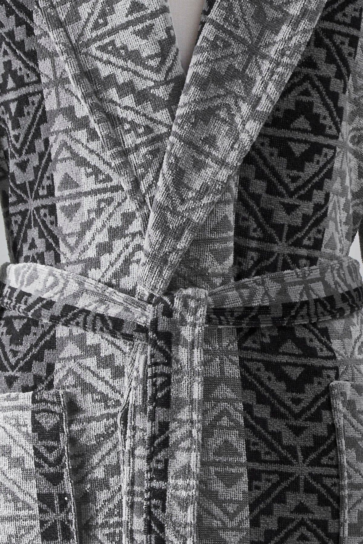 Ozdilek Hawai Tapetto Velvet Shawl Collar Bathrobe - MALLTURK