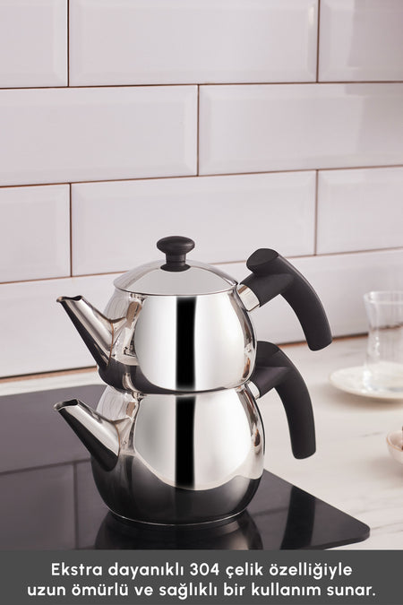 Karaca Adelya induction Base Mini size Black Teapot Set - MALLTURK