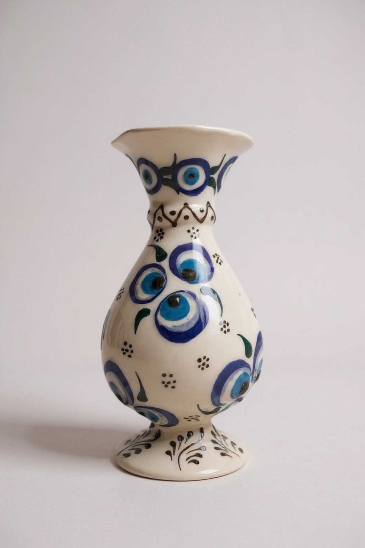 STORESZA Handmade Evil Eye Charm Craftsmanship 15cm White Hyacinth Ceramic Vase - MALLTURK