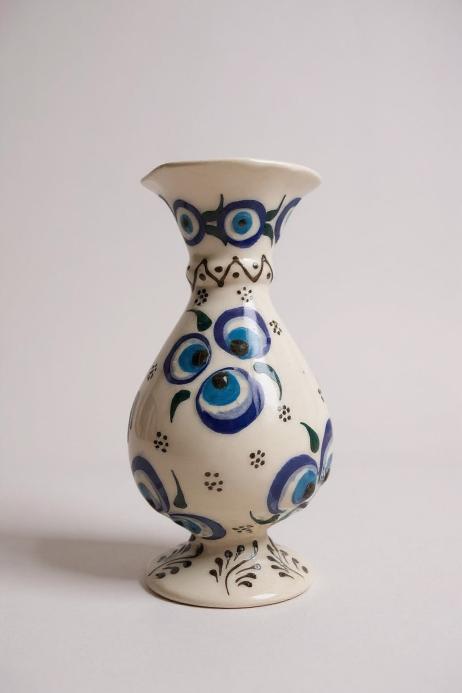 STORESZA Handmade Evil Eye Charm Craftsmanship 15cm White Hyacinth Ceramic Vase - MALLTURK